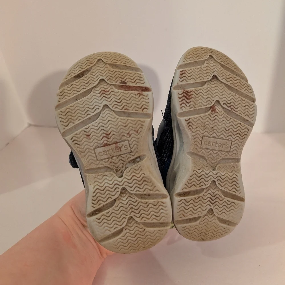 Carter's Toddler Boy Light Up Velcro Strap Shark-Themed Sneakers in Size 7